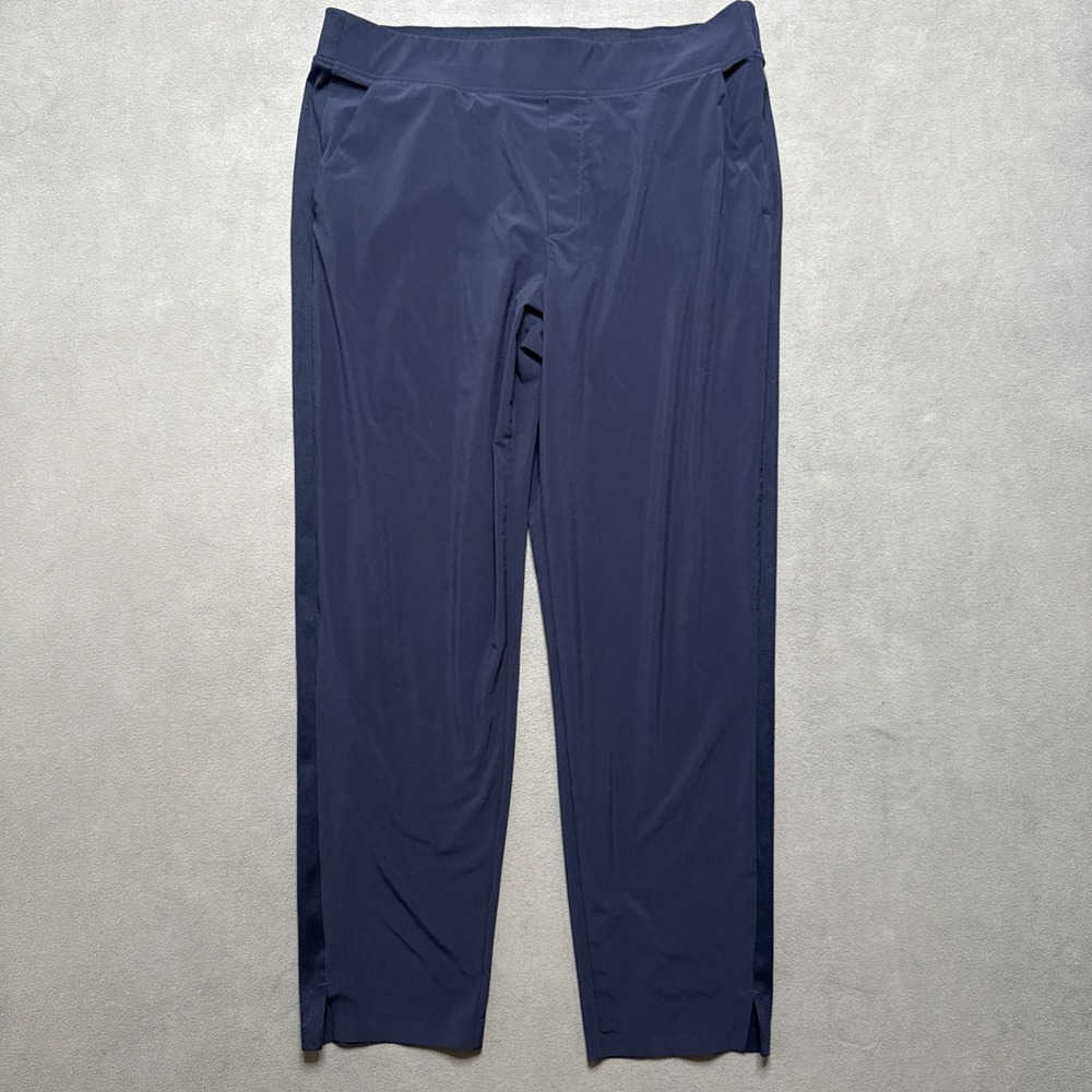 Athleta Brooklyn Ankle Pants Womens 16 Tall Navy City Commute Travel Stretch Rib